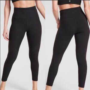 Athleta Rise Up Rib 7/8 Tight in Powervita in Black I SP